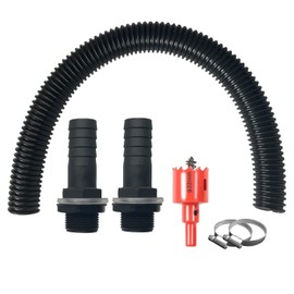XNSHUN 1.25 Inch (32 mm) Water Butt Connection Set, 50 cm Connection Hose and 2 Hose Connectors 25 mm with Lock Nut, Water Butt Connection for Water Butt, Water Tanks, Cisterns