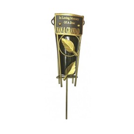 Nan & Grandad - Memorial Metal Grave Vase With Gold Leaf - Black