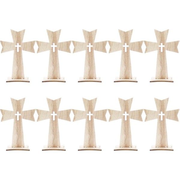 Garneck 10 PCS Table Cross Craft - Rustic Unfinished Wood