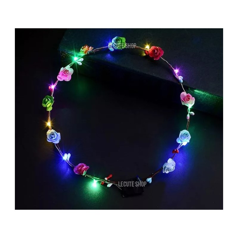 Lecute 5 Coronas Diademas Flores Luminosas Led Fiesta Boda Xv