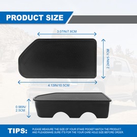 Bed Rail Stake Pocket Covers - Compatible with 2014-2018 GMC Sierra 1500/Chevy Silverado 1500 & 2015-2019 Silverado/Sierra 2500/3500HD, Rear Truck Covers Stake Holes Cap Plugs (Set of 2)