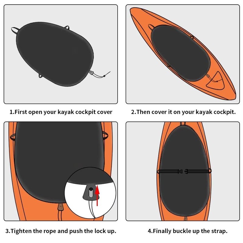 Chuanke Kayak Cockpit Cover UV60+ 420D Oxford Adjustable Canoe Dust-Proof