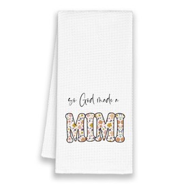 Xmsaitar Mimi Kitchen Towels, So God Made A Mimi Grandma Gifts for Grandma Christmas Birthday Mother's Day, Floral Hand Towels for Bathroom, Festive Decorative Dish Towels Decor for Kitchen
