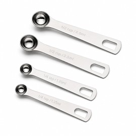 Thfaeyta 4 PCS Metal Measuring Spoons 1/4 TSP, 1/2 TSP, 1.25 ML, 2.5 ML