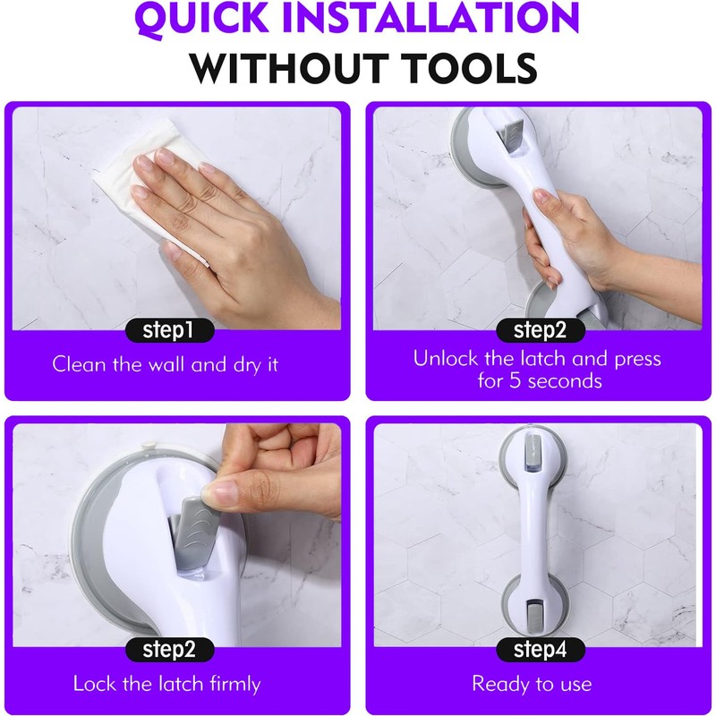 Seveston 2 Pcs Support Grab Handle for Shower Bathroom Bathtubs