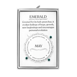 Philip Jones May (Emerald) Birthstone Stretch Charm Bracelet with Quote Gift Box