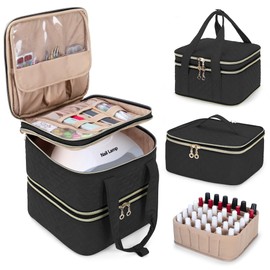 Yarwo Yarwo Nail Polish Organizer Case Holds 72 Bottles (15ml/0.5 fl.oz), Detachable 3 Layers Nail Polish Storage Bag with Removable dividers for Nail Lamp and Nail Art Manicure Tools, Black (Bag Only)