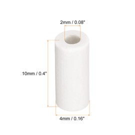Rebower Ceramic Tube Wiring Insulated Ceramic Tubing [for Cable Bundle Heat Insulation Protection] - 50 Pcs / 2mm x 4mm x 10mm
