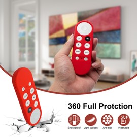 2 Pack Remote Cover Compatible with 2020 Chromecast with Google TV Voice Remote, Anti Slip Silicone Case Cover (Ocean blue + Red)