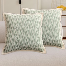 Home Brilliant Throw Pillow Cover Set of 2 Pillow Covers 18 x 18 Pillowcase for Couch Sofa Living Room Bedroom Spring Summer Square Farmhouse Cushion Cover, 45x45cm, Green