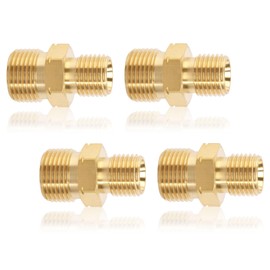 Gas Hose Connector 4 Pieces Gas Hose Quick Coupling Gas Quick Coupling Gas 1/4 Inch Right to 3/8 Inch Left AG Brass Double Nipple for Air Conditioning Solar Systems Sanitary