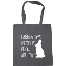 Hippowarehouse I Already Have Valentines Plans, With My Rabbit Tote Shopping Gym Beach Bag 42cm x38cm, 10 litres