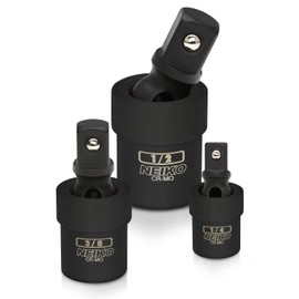 NEIKO 02486A Impact Universal Joint-Socket Swivel Set, Socket Extension Set Made From Cr-Mo with Included 1/4-, 3/8-, and 1/2-Inch Sockets, Set of 3