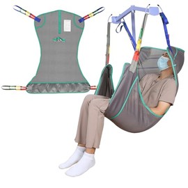EZ Assistive Universal Full Body Hoyer Lift Sling, Patient Lift Sling with Mesh Fabric for Transfer Aids, Toileting Sling, 500lbs Weight Capacity (L-Gray)