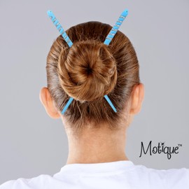 7 inch Long Plastic Hair Sticks with Silver Swirl for Women - Blue