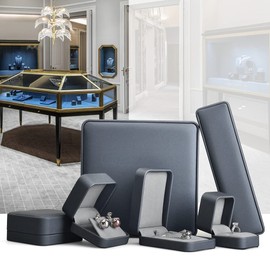 Woodten Proposal Ring Box, Blue Round Corner PU Leather Ring Box Jewelry Ring Gift Box Wedding Ring Packaging Box,Engagement Ring Box, Proposal Ring Box