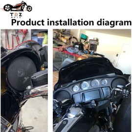 TDZ Black Metal Batwing Fairings Front Mesh Speaker Grill Replacement for 2014-2023 Harley Touring Electra Street Glide Ultra Limited & Trike