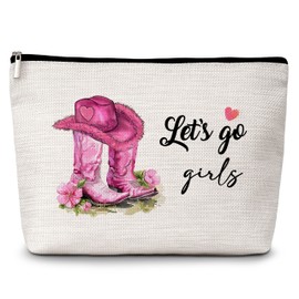 GREOXG Let's Go Girls Makeup Bag, Small Travel Cosmetic Bag with Zipper, Cute Makeup Pouch Gift Ideas for Women Cowgirls Friends Mom Sisters Birthday Christmas Wedding Graduation-E03
