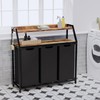 Timberer Laundry Hamper, Laundry Sorter 3 Section, Rolling Laundry Basket