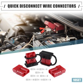 Motoforti Universal 50A Auto Battery Quick Connector, 6 to 12 Gauge Wire Harness Plug Kit, Durable, Plastic Metal, Red, 4 Set