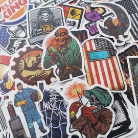 50Pcs Funny Welding Helmet Sticker Welder Welding Decals Welder Hard Hat Stickers for Car Bamper