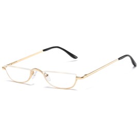 ABETOS Half Moon Reading Glasses Men Women Half Rim Metal Frame Spring Hinge Retro Stylish Slim Computer Readers, Gold 1.25