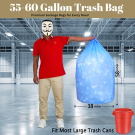 YoYoRain-(55-60) Gallon Colorful Trash Bag Large Garbage Bag-22Mic 38" x 58",Perfect for Industrial,Lawn,Yard Waste and Kitchen(50Bags).