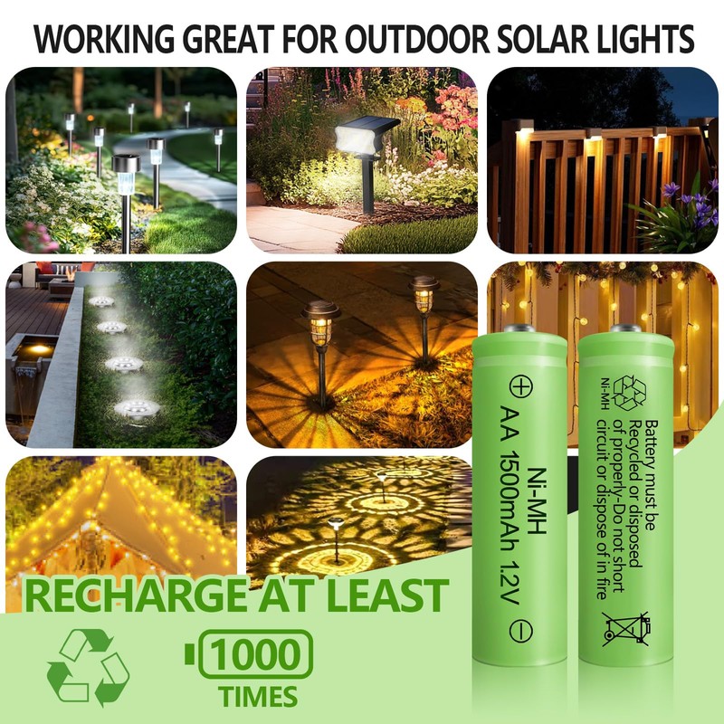 GENYESTAR Rechargeable AA Batteries NIMH 1.2V 1500mAh Double A Battery