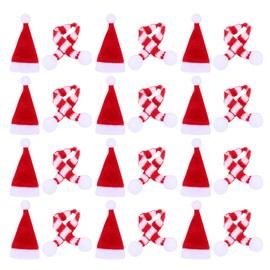 Healifty 20pcs Mini Knitted Christmas Hat Scarf Christmas Doll or Snowman Decorating Kit for Christmas Crafting Doll Making