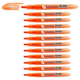 CROWN H-500 Highlighter Pens Chisel Tip Slim Highlighters - Pack Of 12 - With Bright Fluorescent Ink - Orange