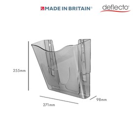 Deflecto Smoke Portrait A4 Wall Mounted Document Holder - A4 Sign Holder - A4 Leaflet Holder Wall Mounted Letter Rack - Leaflet Display Stands - A4 Menu Holders