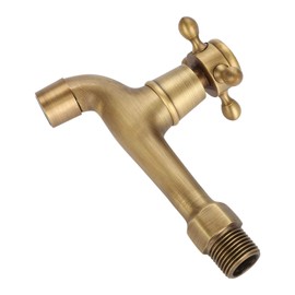 Zerodis G1/2 Vintage Brass Faucet Single Cold Tap for Kitchen Bathroom Sink Mop Pool Wall Mounted Brass Color 1 Hole Traditional Curvature