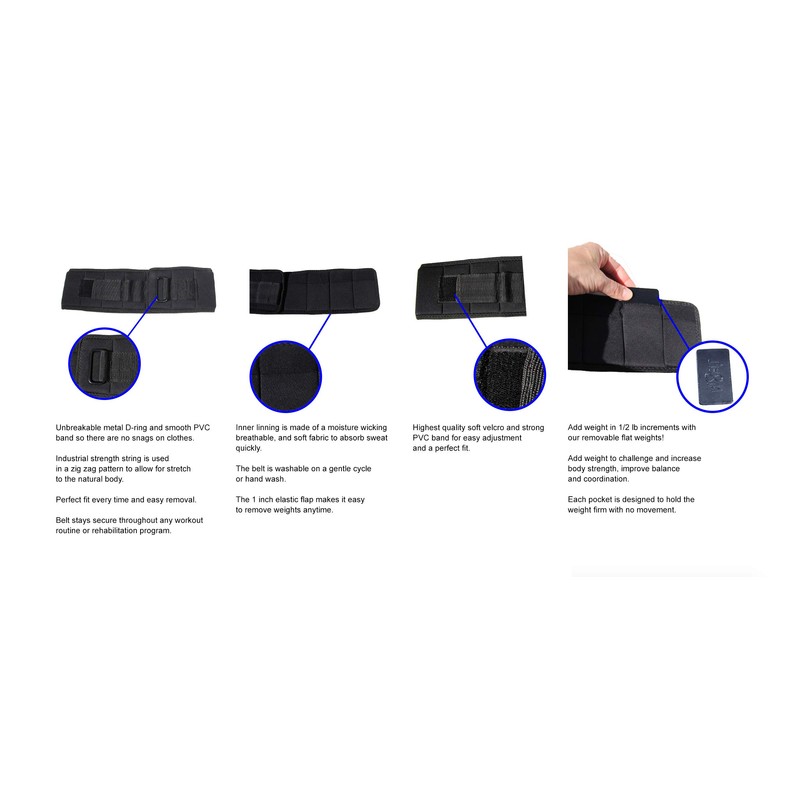 W8FIT Adjustable Weighted Walking and Exercise Belt (7 LB Small)