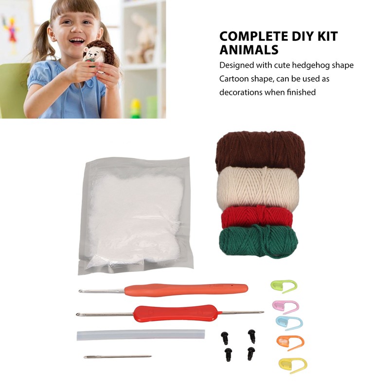 Hedgehogs Crochet Kit with Yarns Crochet Hook Stuffing DIY Learn