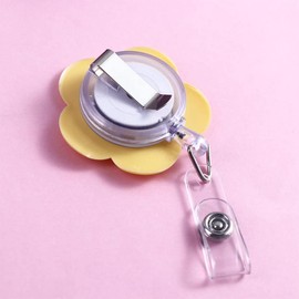 1Pc Retractable Badge Reel Cute School Supplies Name Card Holder Flowers Work Card Clip Keys Lanyard Chest Card ID Card Clips Badge Holders Identification Badges and Supplies（Yellow）