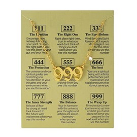 COLORFUL BLING Angel Number Necklace 111 222 333 444 555 666 777 888 999 Necklace with Cubic Zircon Lucky Number Pendant Choker Numerology Jewelry Birthday Gift, Metal, copper