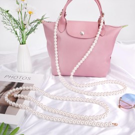Pearl Chain Carry Strap 2 Pieces 110 cm Handbag Chain Imitation Pearl Shoulder Strap Bag Chain Replacement for Women Bag Purse