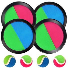 Velcro Ball Game Velcro Ball Set with 4 Catch Discs 4 Balls Outdoor Toy for Children from 3 4 5 6, Ball Games for Outdoor Children, Velcro Throwing Game, Velcro Game Throwing Game and Catching Game