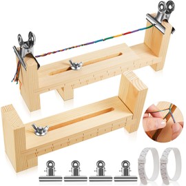 Burbell 2 Pcs Wood Bracelet Jig, Adjustable Paracord Jig Bracelet Maker with 4 Clamp and 2 Bracelet Sizer DIY Hand Knitting Wristband Jig for Bracelets Necklaces Car Hangings