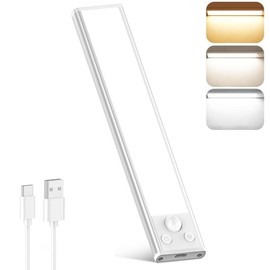 Closet Lights, 4 Pack LED Rechargeable Under Cabinet Lighting Wireless, 3 Color Temps Under Cabinet Lights, Easy Installation，Dimmer Motion Sensor Light Indoor for Pantry, Kitchen, Bedroom:_White-1 PCS_40cm / 15.75in