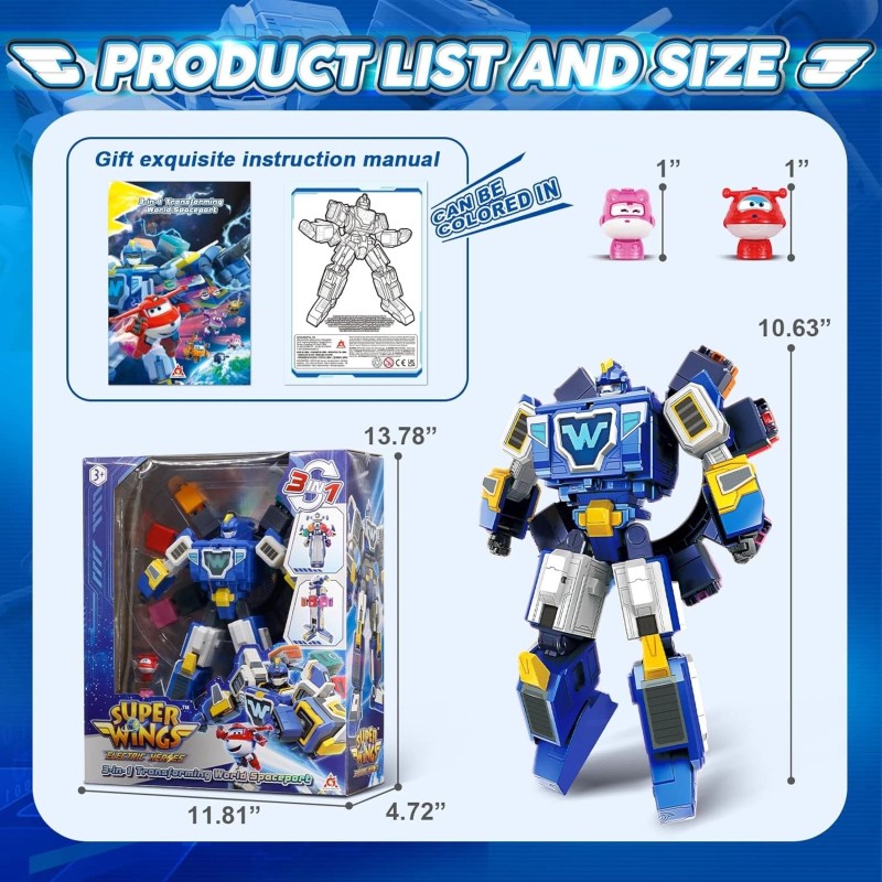 Super Wings 3 in 1 Mode Rescue Bots 10" World