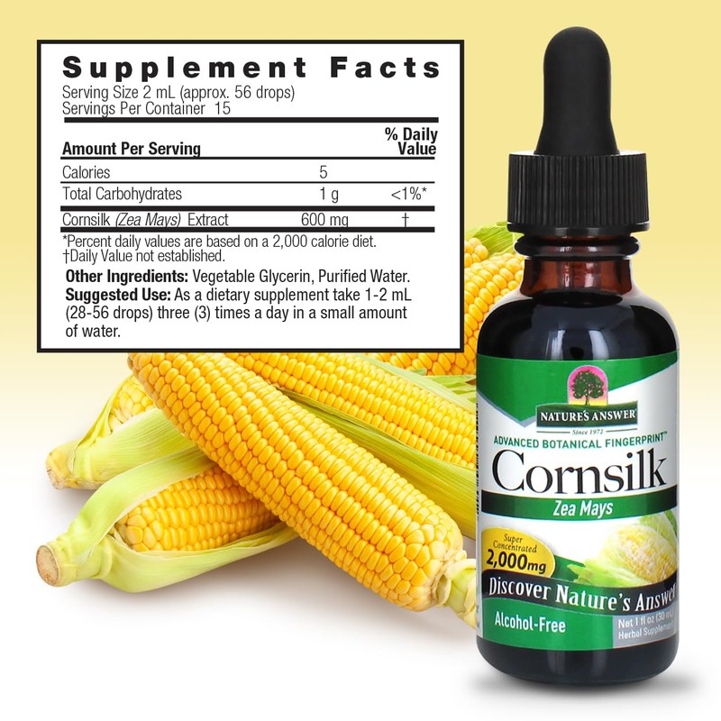 Nature's Answer Alcohol-Free Cornsilk 2000mg 1oz Extract | Urinary Tract
