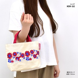 Moomin Tote Bag, Canvas, Small, Canvas, Natural, Walk Bag, Lunch Tote, red (MOM-565)