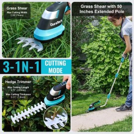 DURATECH 3-in-1 Handheld Electric Grass Trimmer & Hedge Shears for Yard and Lawn