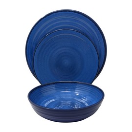 Gianna's Home 12 Piece Modern Melamine Heavyweight Plastic Dinnerware Set (Blue)