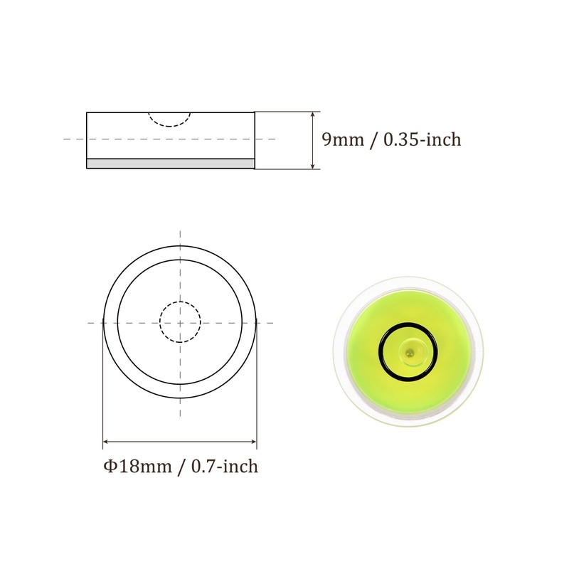 Kozelo 5pcs Small Circular Bubble Spirit Levels - [18mm Diameter