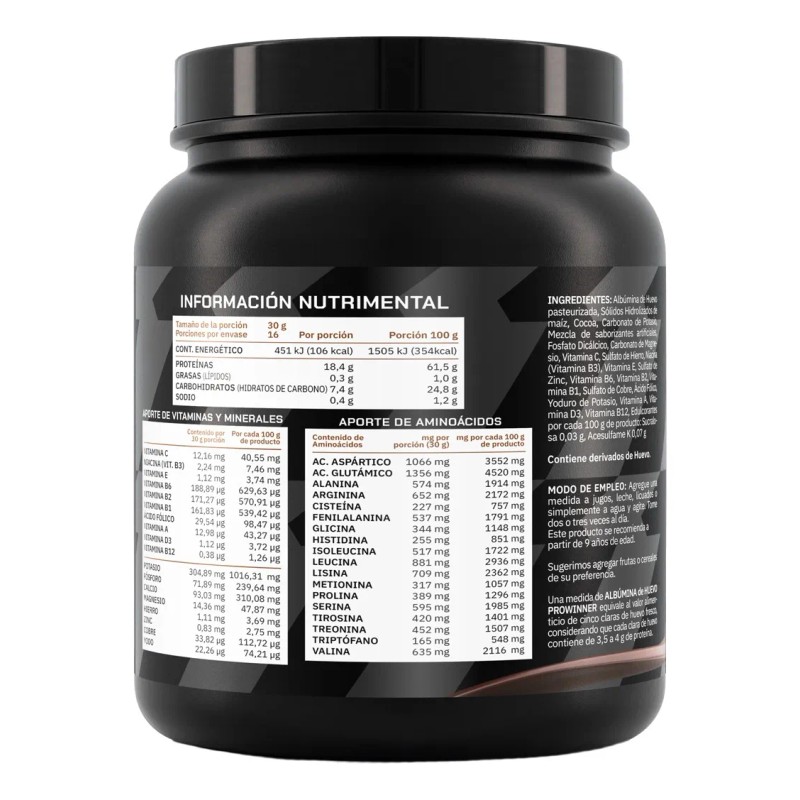 Suplemento Albumina De Huevo (500 Gr) - Prowinner