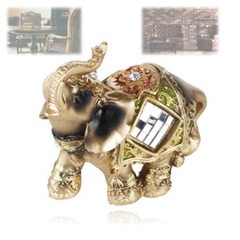 Lovely Elephant Shape Elephant Statue Vividly for Cafe Wealth Figurine(Green Trumpet)
