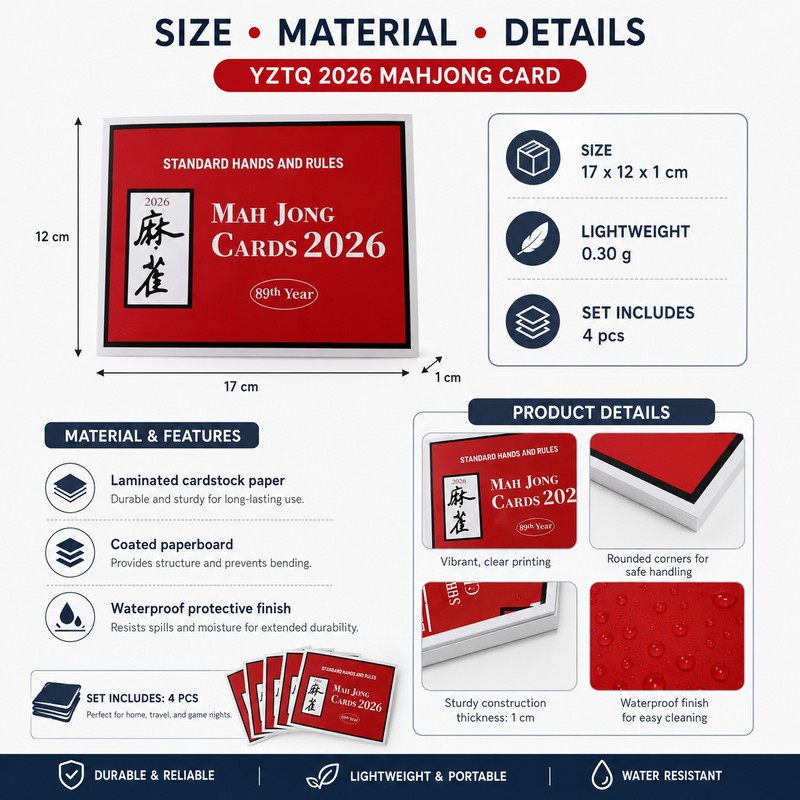 2026 Mahjong Rules & Hands Reference Cards for Game Night