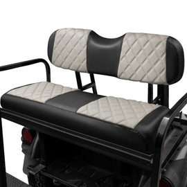 NOKINS Golf Cart Diamond Vinyl Seat Covers, Fit Club Car Precedent/DS/EZGO RXV/TXT/Yamaha Drive Aftermarket Regular Rear Seat Cushion, No Stapler, Multiple Colors and Breathable(Oyster Gray&Black)